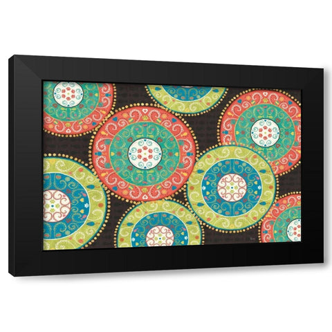 Otomi Cats VI Dark Black Modern Wood Framed Art Print by Charron, Veronique