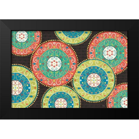 Otomi Cats VI Dark Black Modern Wood Framed Art Print by Charron, Veronique