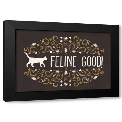 Otomi Cats I Dark Neutral Black Modern Wood Framed Art Print by Charron, Veronique