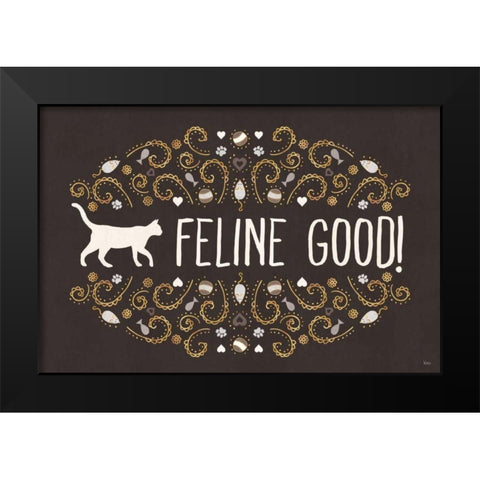 Otomi Cats I Dark Neutral Black Modern Wood Framed Art Print by Charron, Veronique