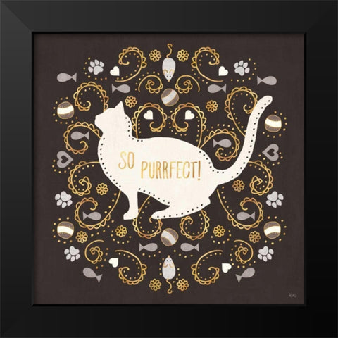 Otomi Cats III Dark Neutral Black Modern Wood Framed Art Print by Charron, Veronique