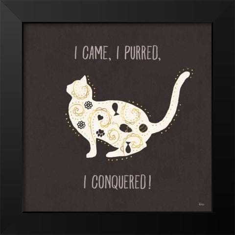 Otomi Cats V Dark Neutral Black Modern Wood Framed Art Print by Charron, Veronique