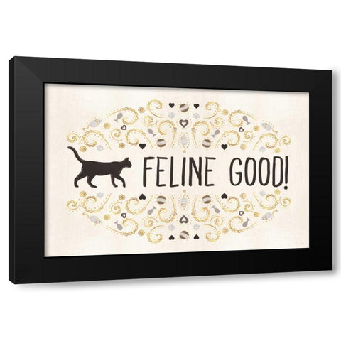 Otomi Cats I Neutral Black Modern Wood Framed Art Print with Double Matting by Charron, Veronique