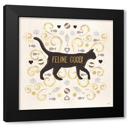 Otomi Cats II Neutral Black Modern Wood Framed Art Print by Charron, Veronique