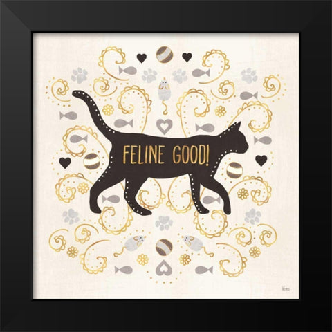 Otomi Cats II Neutral Black Modern Wood Framed Art Print by Charron, Veronique