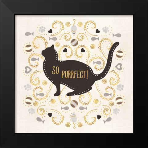 Otomi Cats III Neutral Black Modern Wood Framed Art Print by Charron, Veronique