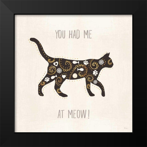 Otomi Cats IV Neutral Black Modern Wood Framed Art Print by Charron, Veronique