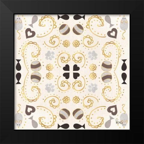 Otomi Cats Step 01A Neutral Black Modern Wood Framed Art Print by Charron, Veronique