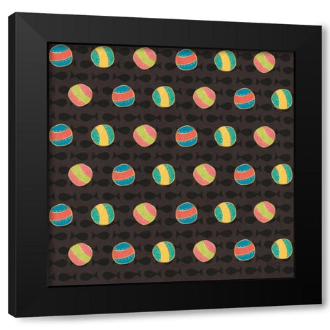 Otomi Cats Step 02B Black Modern Wood Framed Art Print by Charron, Veronique