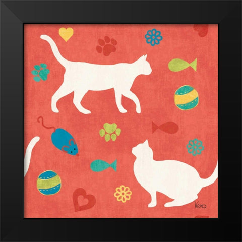 Otomi Cats Step 04C Black Modern Wood Framed Art Print by Charron, Veronique