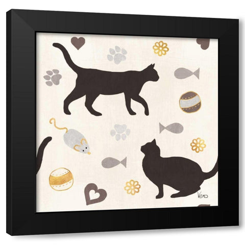 Otomi Cats Step 04A Neutral Black Modern Wood Framed Art Print by Charron, Veronique