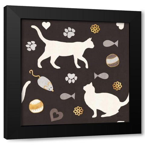 Otomi Cats Step 04B Neutral Black Modern Wood Framed Art Print with Double Matting by Charron, Veronique