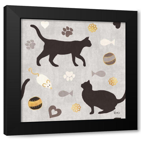 Otomi Cats Step 04C Neutral Black Modern Wood Framed Art Print by Charron, Veronique