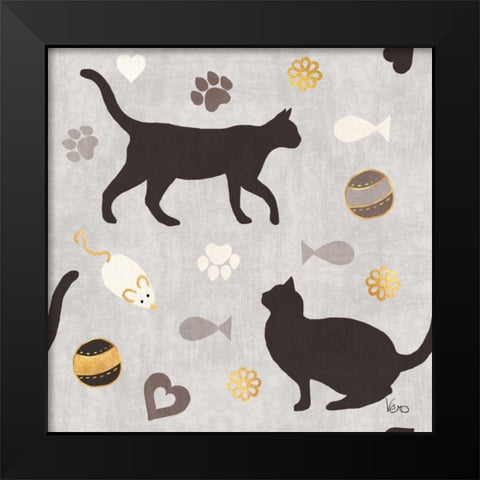 Otomi Cats Step 04C Neutral Black Modern Wood Framed Art Print by Charron, Veronique