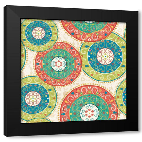 Otomi Cats Step 06A Black Modern Wood Framed Art Print by Charron, Veronique