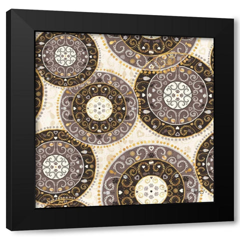 Otomi Cats Step 06A Neutral Black Modern Wood Framed Art Print with Double Matting by Charron, Veronique