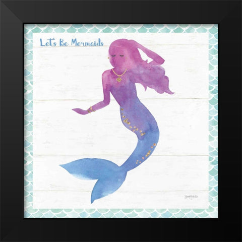 Mermaid Friends III Lets Be Black Modern Wood Framed Art Print by Jackson, Jenaya