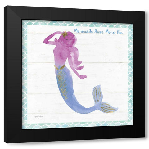 Mermaid Friends IV Fun Black Modern Wood Framed Art Print with Double Matting by Jackson, Jenaya