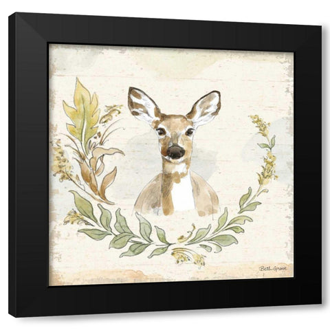 Woodland Wreath VII Black Modern Wood Framed Art Print by Grove, Beth