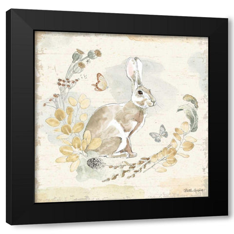 Woodland Wreath X Black Modern Wood Framed Art Print by Grove, Beth