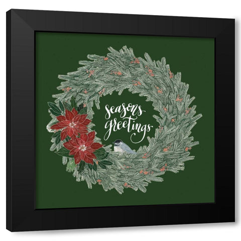 Woodland Wreath II Green Black Modern Wood Framed Art Print by Miller, Sara Zieve