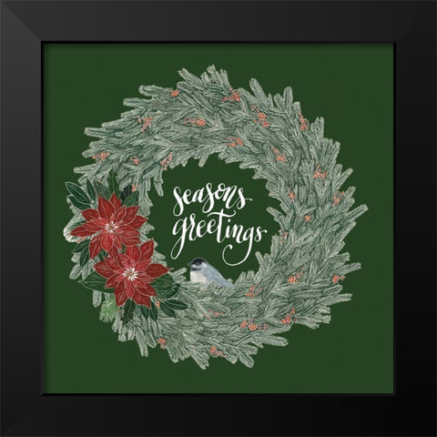 Woodland Wreath II Green Black Modern Wood Framed Art Print by Miller, Sara Zieve