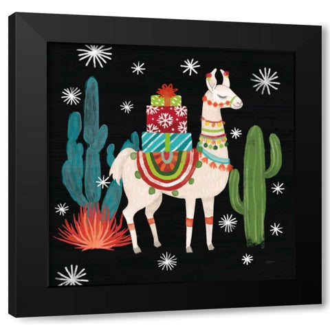 Lovely Llamas II Christmas Black Black Modern Wood Framed Art Print by Urban, Mary