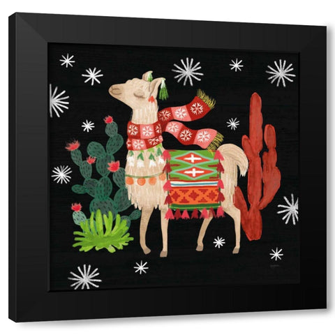 Lovely Llamas IV Christmas Black Black Modern Wood Framed Art Print by Urban, Mary