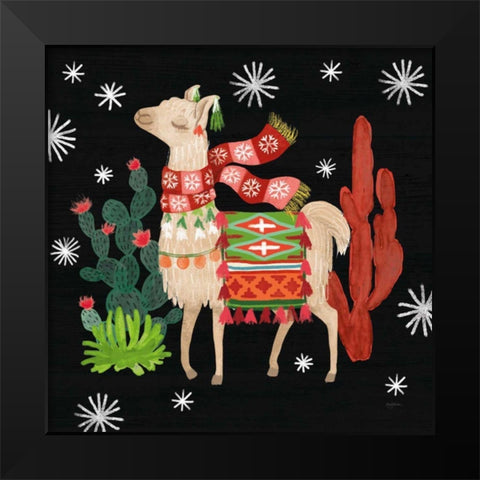 Lovely Llamas IV Christmas Black Black Modern Wood Framed Art Print by Urban, Mary