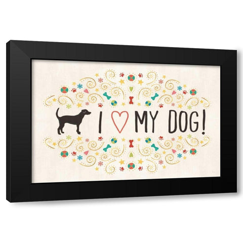 Otomi Dogs I Black Modern Wood Framed Art Print by Charron, Veronique