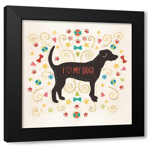 Otomi Dogs II Black Modern Wood Framed Art Print with Double Matting by Charron, Veronique