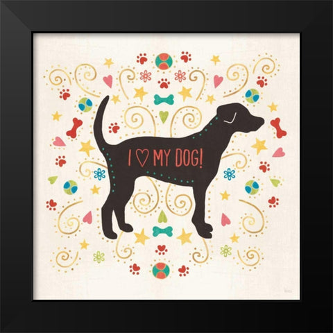 Otomi Dogs II Black Modern Wood Framed Art Print by Charron, Veronique