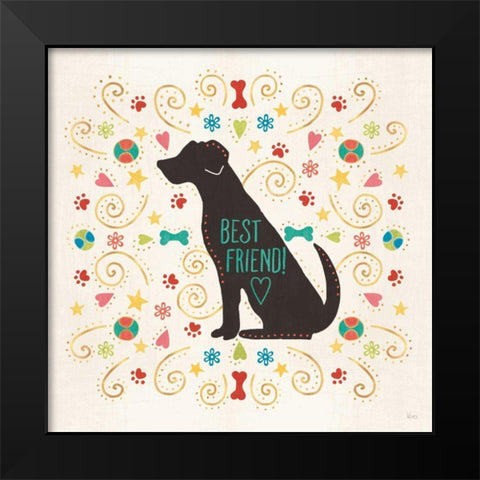 Otomi Dogs III Black Modern Wood Framed Art Print by Charron, Veronique