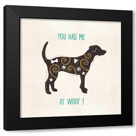 Otomi Dogs IV Black Modern Wood Framed Art Print by Charron, Veronique