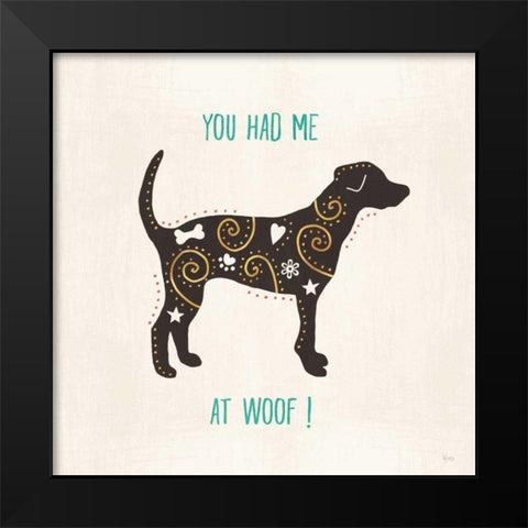 Otomi Dogs IV Black Modern Wood Framed Art Print by Charron, Veronique