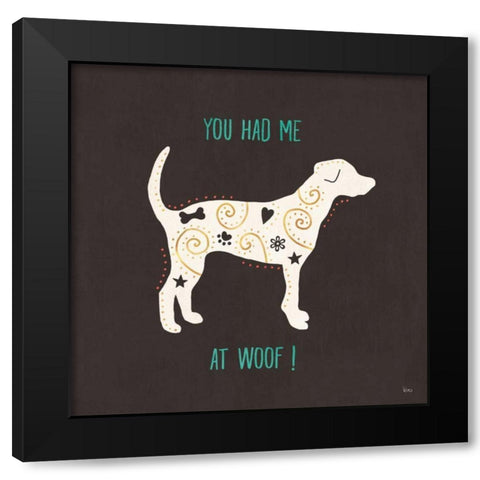 Otomi Dogs IV Dark Black Modern Wood Framed Art Print with Double Matting by Charron, Veronique