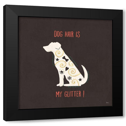 Otomi Dogs V Dark Black Modern Wood Framed Art Print by Charron, Veronique