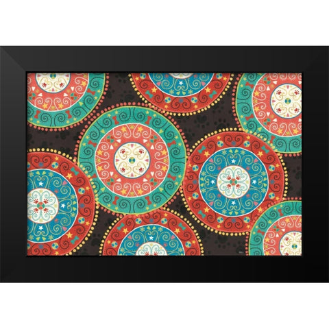 Otomi Dogs VI Dark Black Modern Wood Framed Art Print by Charron, Veronique