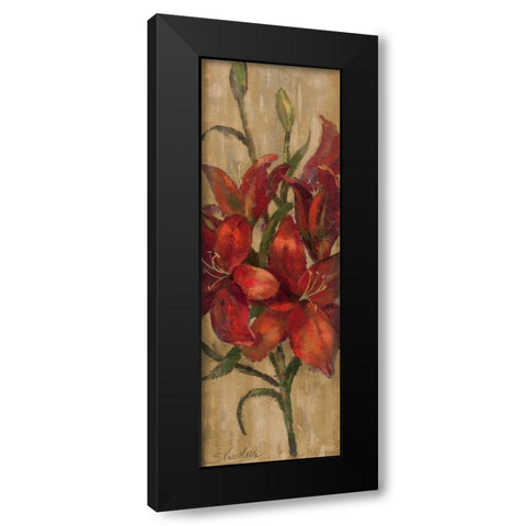 Vivid Red Lily on Gold Black Modern Wood Framed Art Print by Vassileva, Silvia