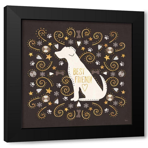 Otomi Dogs III Dark Neutral Black Modern Wood Framed Art Print by Charron, Veronique