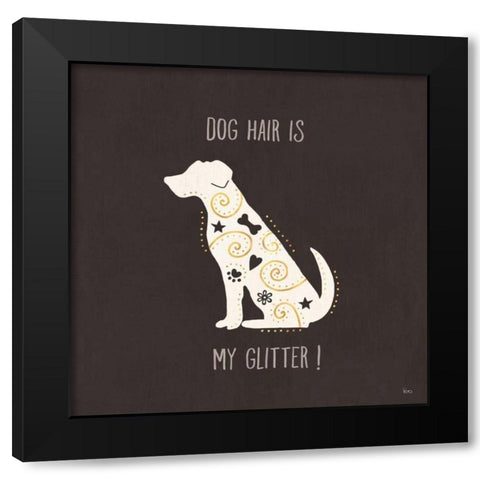 Otomi Dogs V Dark Neutral Black Modern Wood Framed Art Print by Charron, Veronique