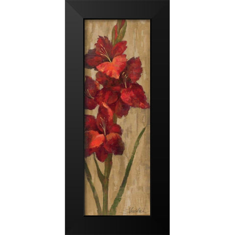 Vivid Red Gladiola on Gold Black Modern Wood Framed Art Print by Vassileva, Silvia