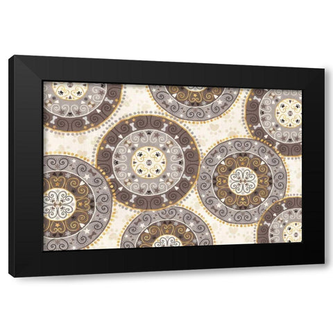 Otomi Dogs VI Neutral Black Modern Wood Framed Art Print with Double Matting by Charron, Veronique