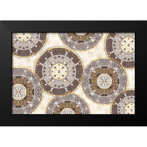 Otomi Dogs VI Neutral Black Modern Wood Framed Art Print by Charron, Veronique