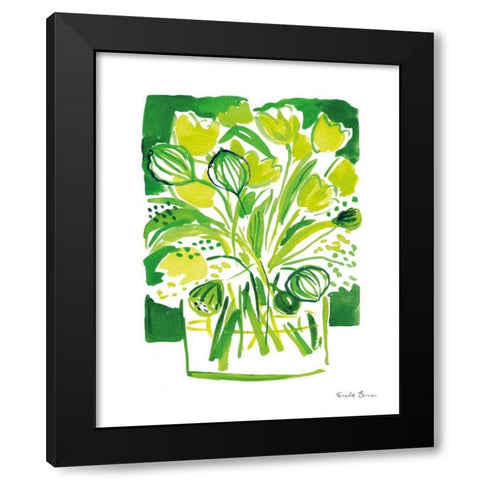 Lemon Green Tulips II Black Modern Wood Framed Art Print by Zaman, Farida
