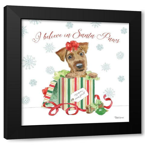 Holiday Paws II Black Modern Wood Framed Art Print with Double Matting by Grove, Beth