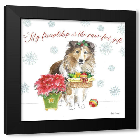 Holiday Paws III Black Modern Wood Framed Art Print with Double Matting by Grove, Beth