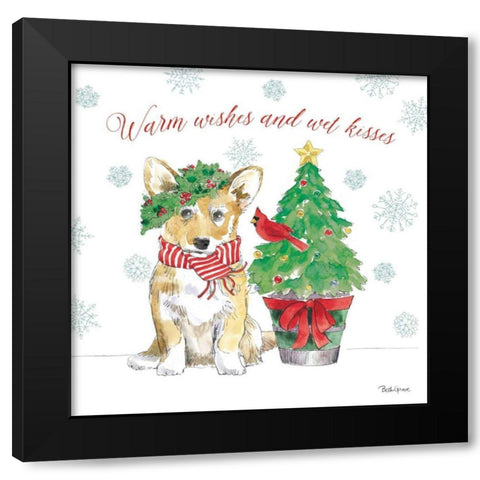 Holiday Paws V Black Modern Wood Framed Art Print with Double Matting by Grove, Beth
