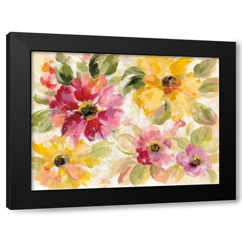 Floral Radiance Black Modern Wood Framed Art Print by Vassileva, Silvia