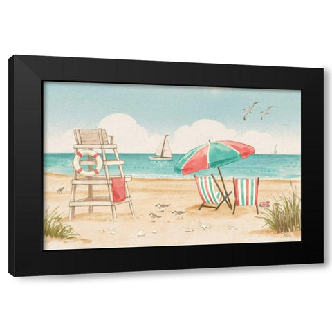 Beach Time I Black Modern Wood Framed Art Print with Double Matting by Penner, Janelle